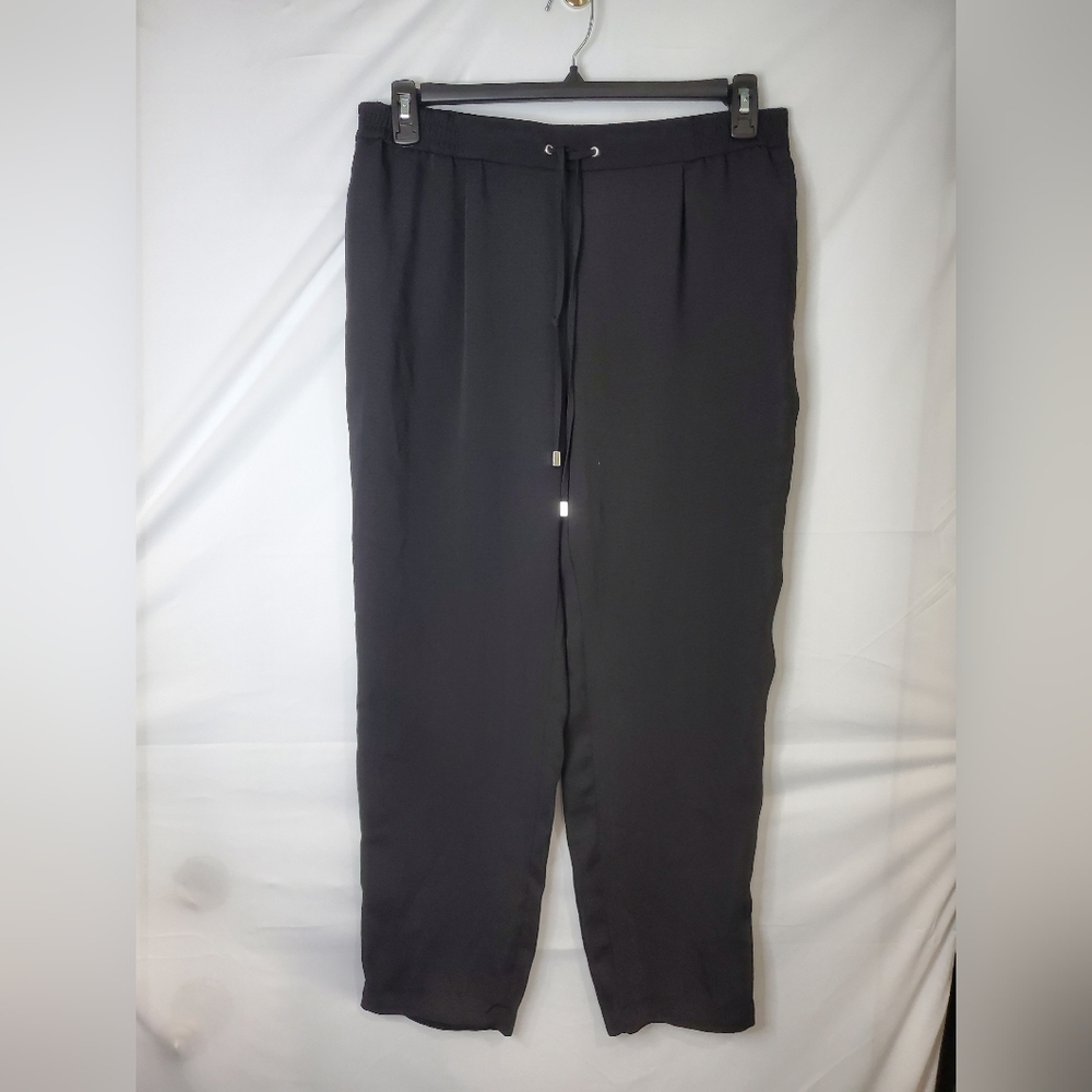 Zara Black PANTS Relaxed Fit Elastic Waist SIZE LARGE